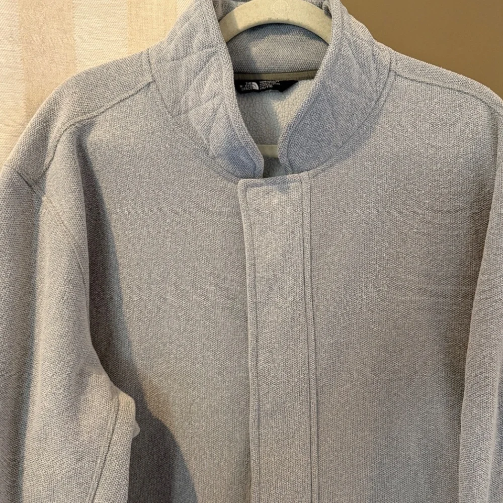 The North Face Men's Gray Fleece Zip & Button Snap Up, Size XXL